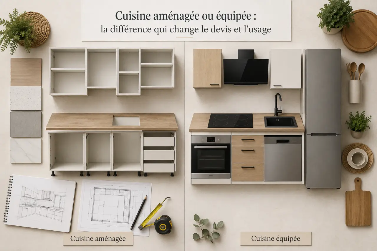 Cuisine aménagée ou équipée : la différence qui change le devis et l’usage