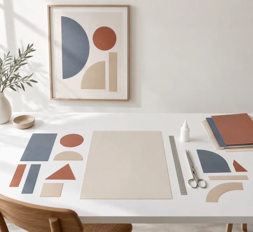 Déco fait maison facile : tableau mural géométrique en papier avec trois couleurs