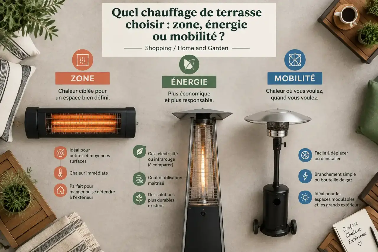 Quel chauffage de terrasse choisir : zone, énergie ou mobilité ?