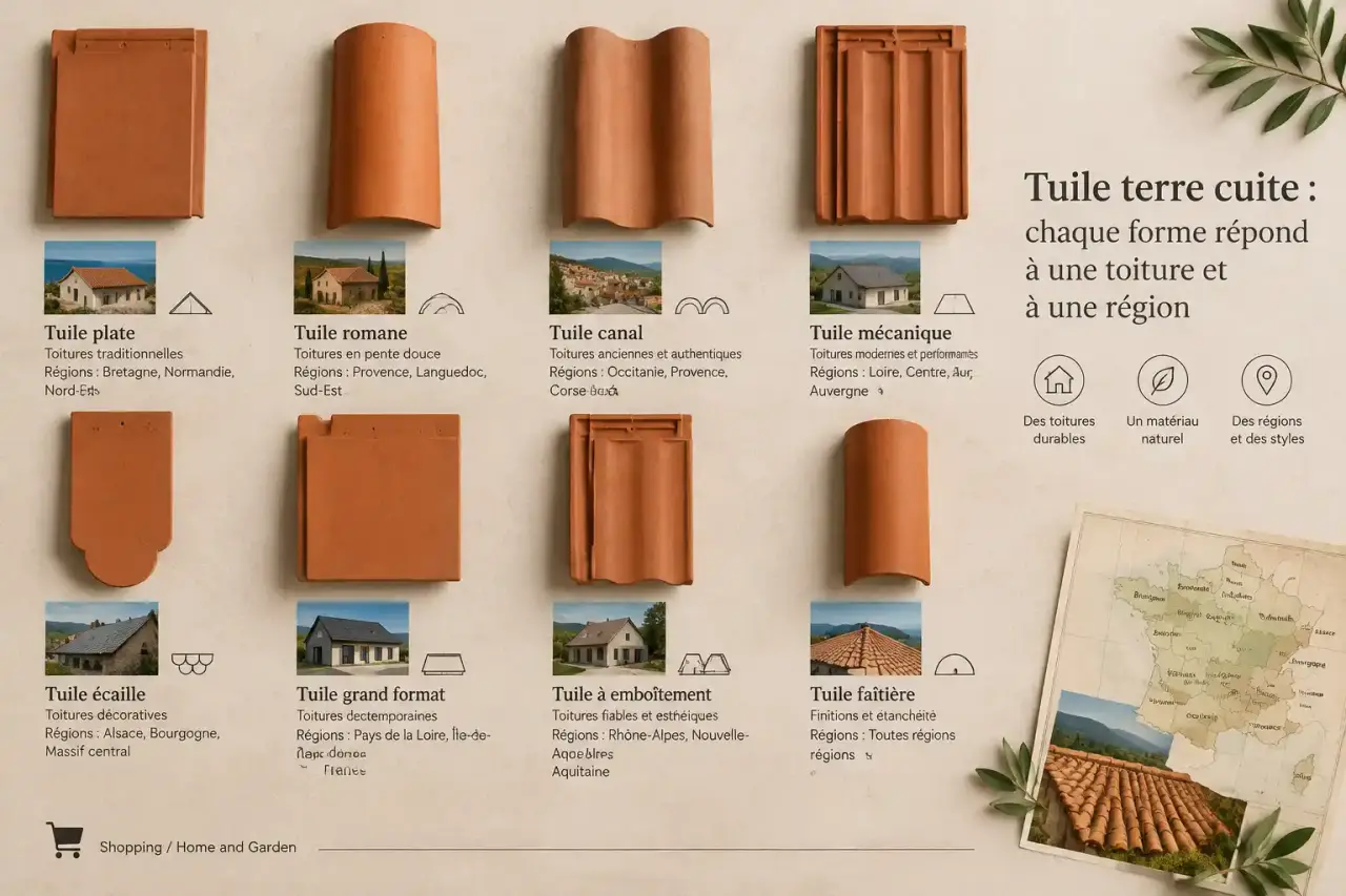 Tuile terre cuite : chaque forme répond à une toiture et à une région